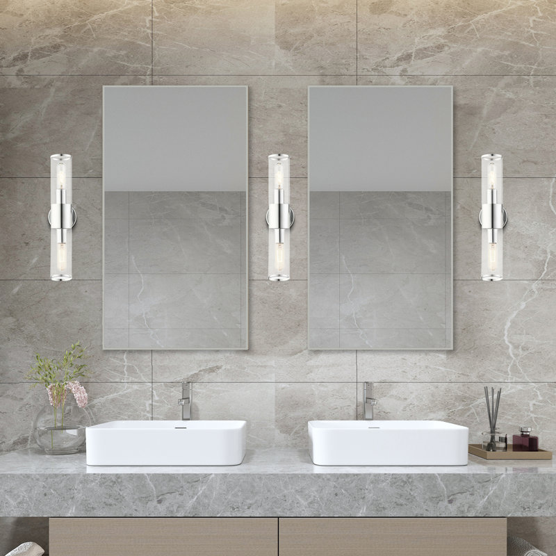 Bancroft 2-Light Vanity in Polished Chrome with Clear Glass