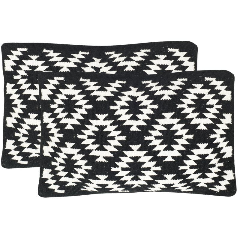 Black and White Geometric Cotton Throw Pillow Set