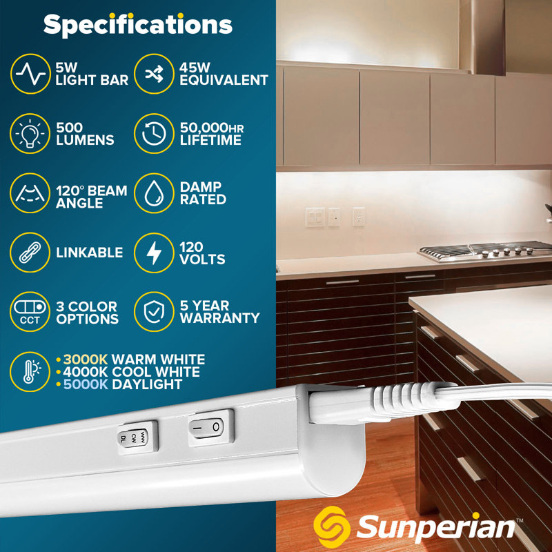 12" White LED Under Cabinet Light Strip with Remote