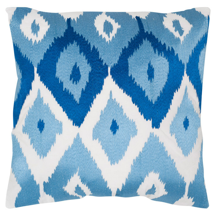 Blue Ikat Cotton 18" Square Throw Pillow Set