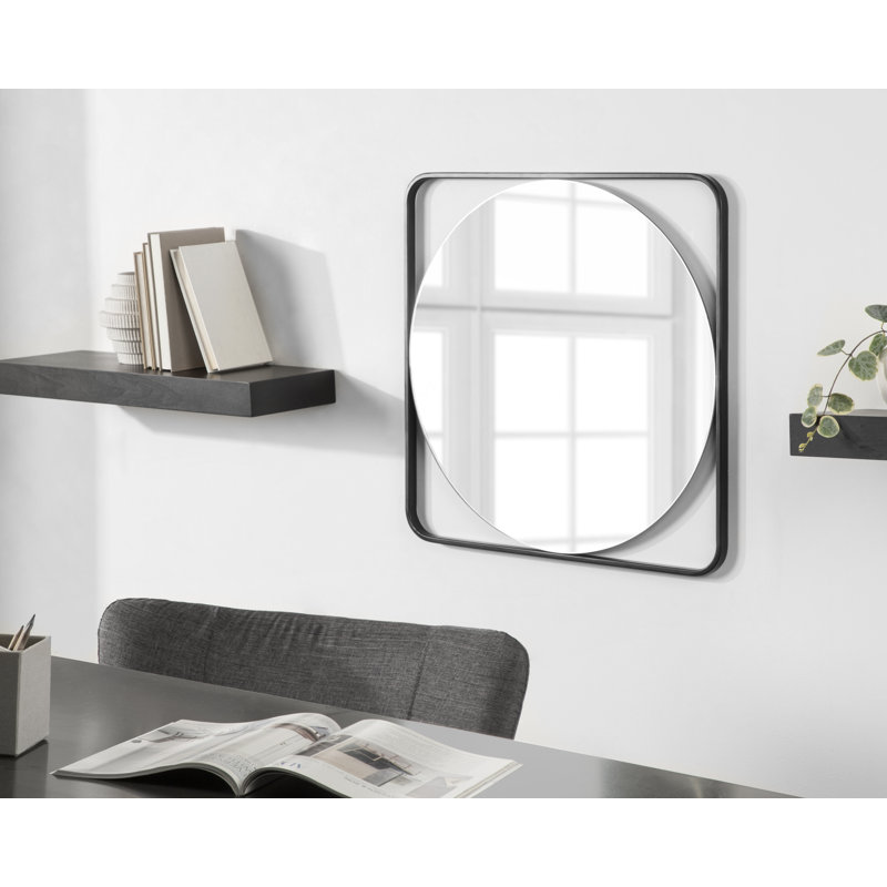 27" Square Silver Iron Vanity Wall Mirror