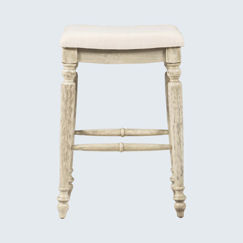 Marino 30" White Wash Elegant Turned Leg Wood Bar Stool