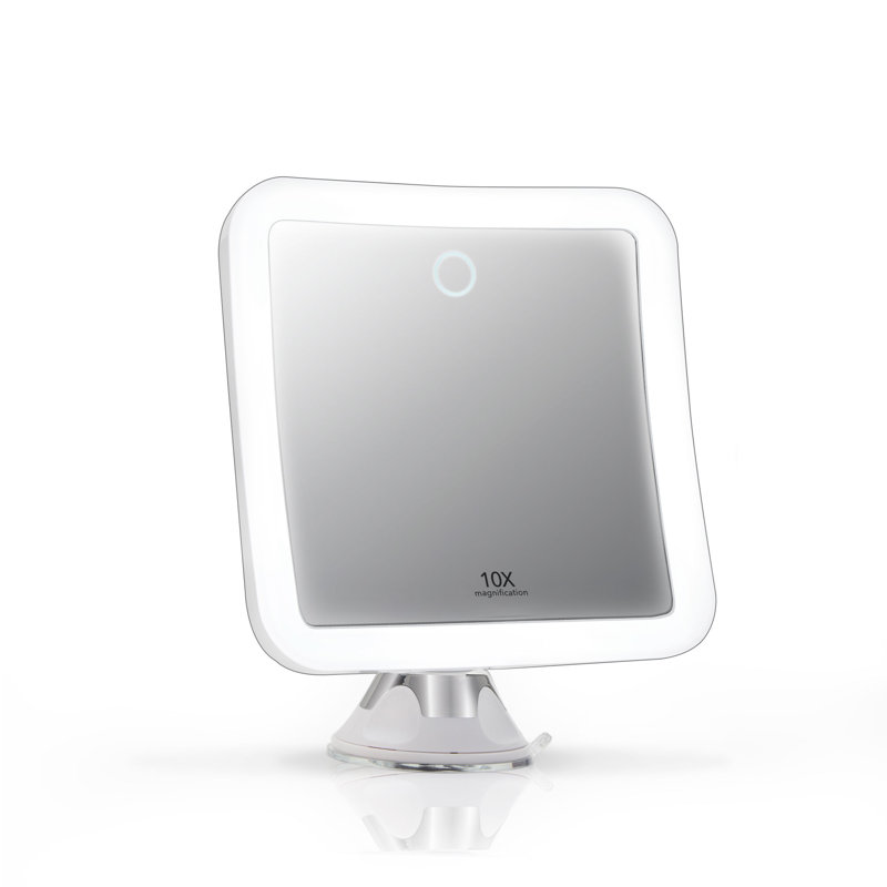 10x Magnifying LED Wall Mounted Makeup Mirror, Square Glass