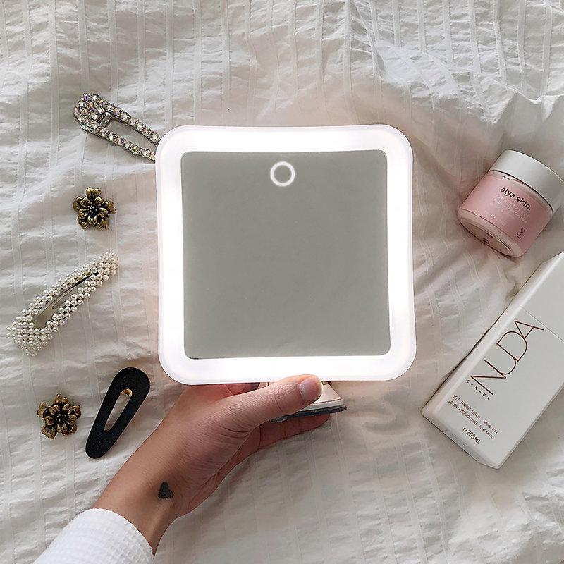 10x Magnifying LED Wall Mounted Makeup Mirror, Square Glass