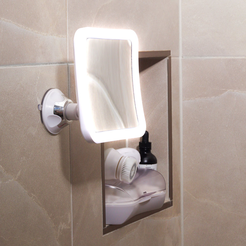 10x Magnifying LED Wall Mounted Makeup Mirror, Square Glass