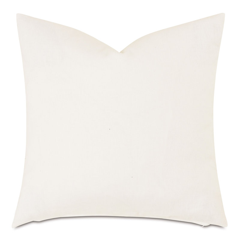 Hand-Painted Off-White Linen Square Throw Pillow with Zipper Closure