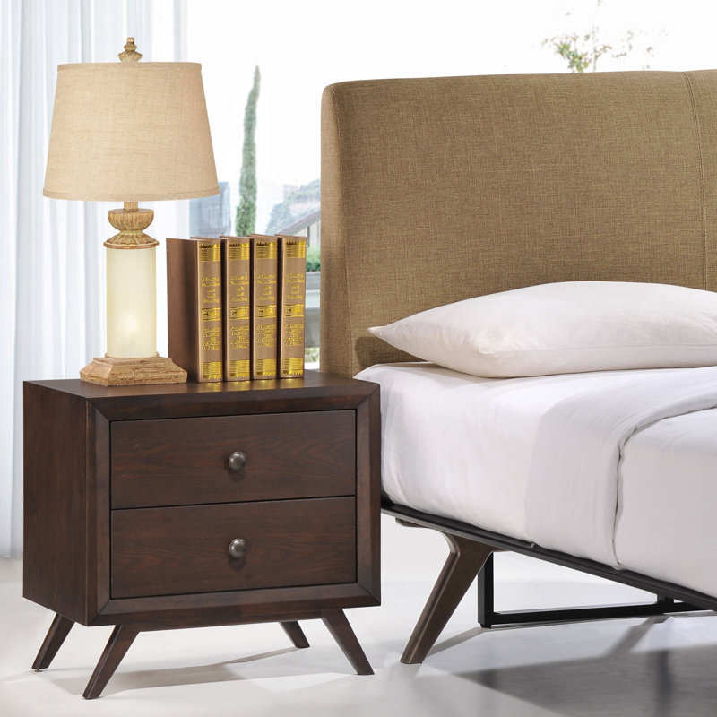 Tracy Toffee Brown Mid-Century 2-Drawer Nightstand