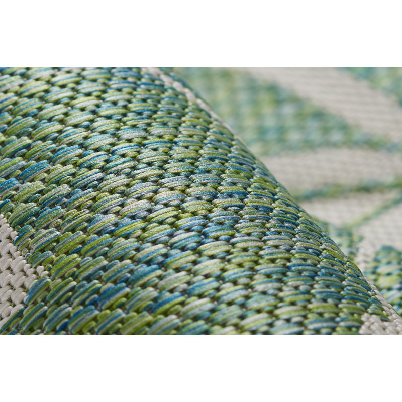 Green Geometric Synthetic Washable Rectangular Rug 9'3" x 12'6"