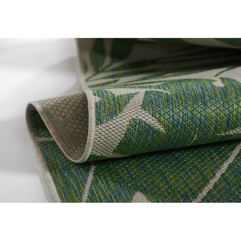 Green Geometric Synthetic Washable Rectangular Rug 9'3" x 12'6"