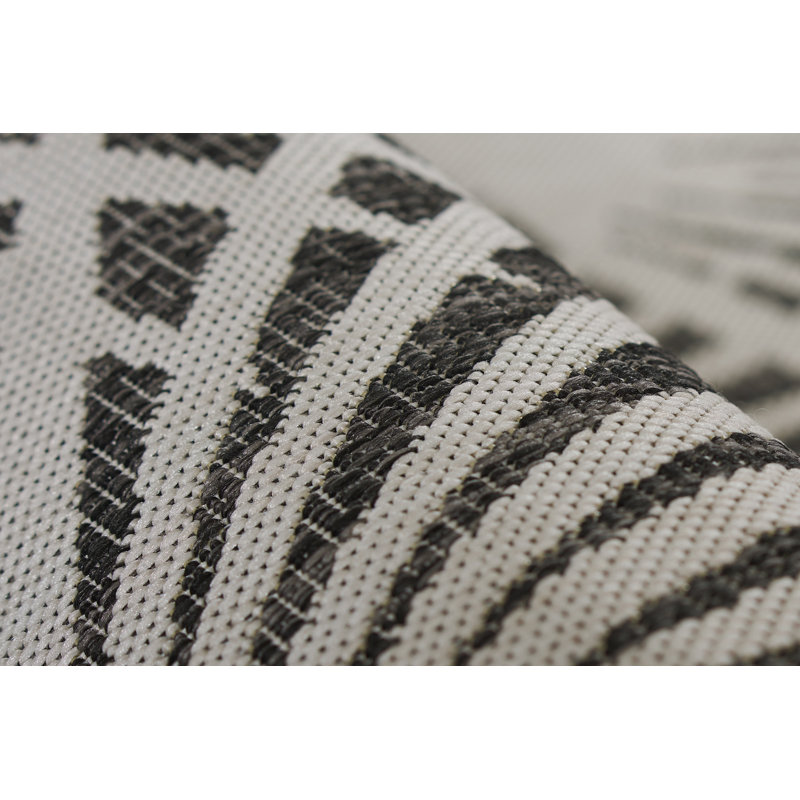 Charcoal Geometric Flat Woven Synthetic Runner Rug 2' x 6'
