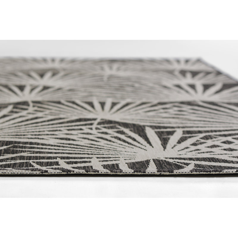 Charcoal Geometric Flat Woven Synthetic Runner Rug 2' x 6'