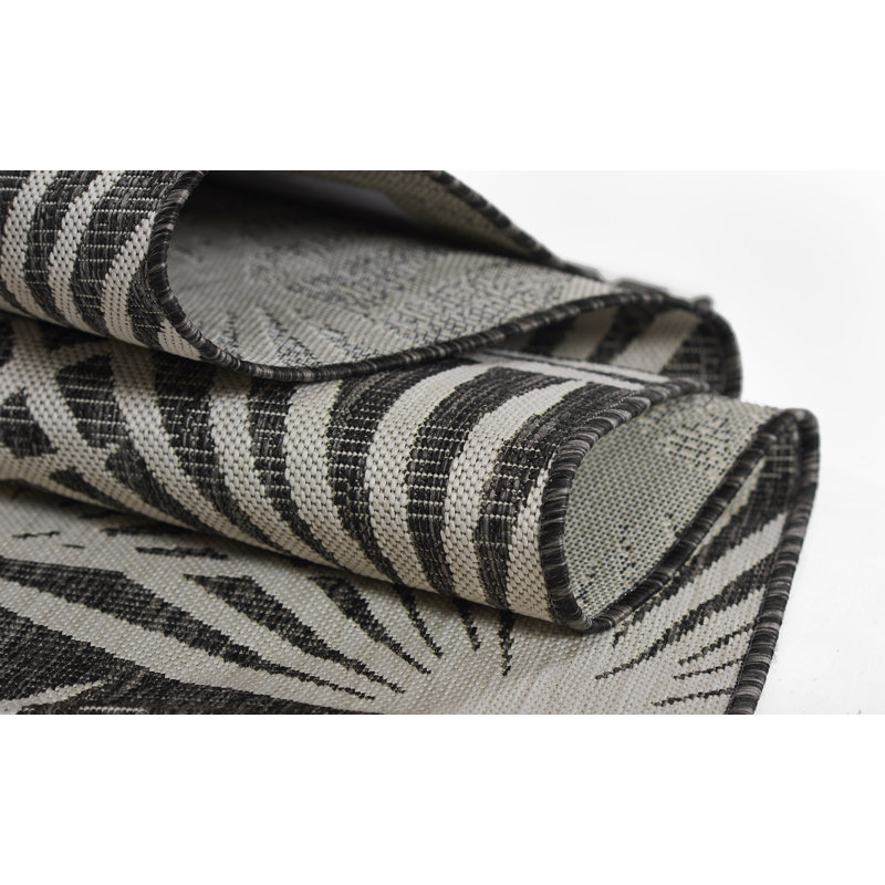 Charcoal Geometric Flat Woven Synthetic Runner Rug 2' x 6'