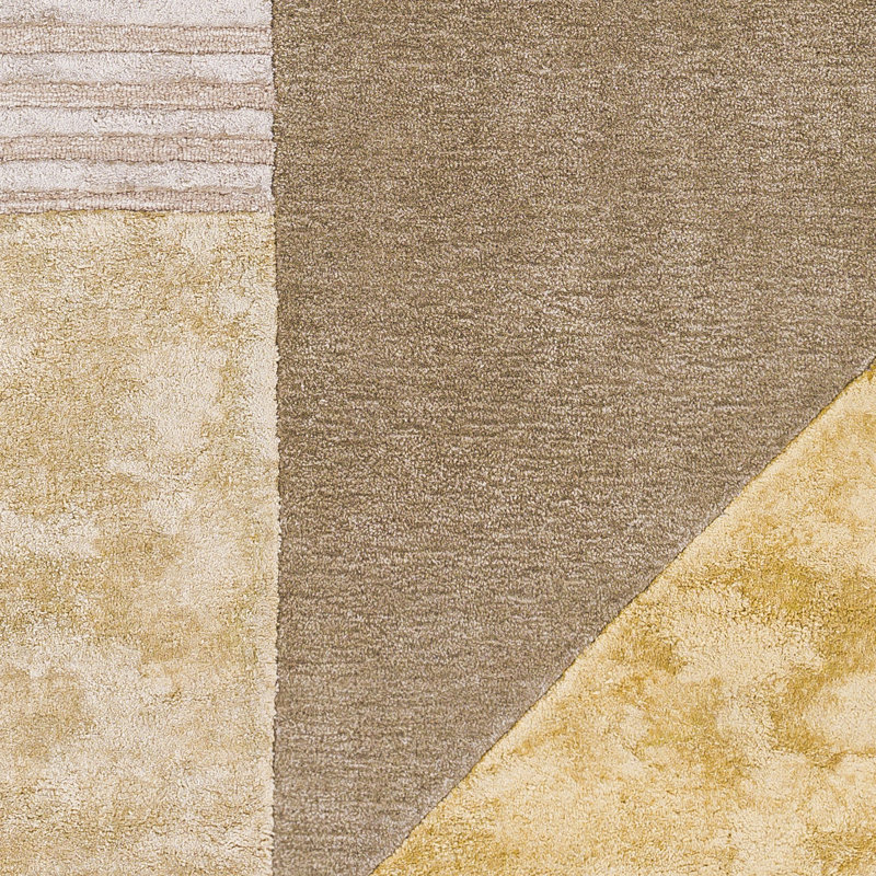 Gray Geometric Tufted Rectangular Wool-Viscose Blend Rug 8'10" x 12'