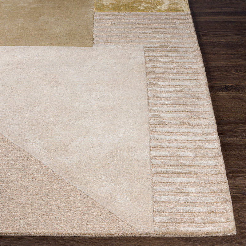 Gray Geometric Tufted Rectangular Wool-Viscose Blend Rug 8'10" x 12'