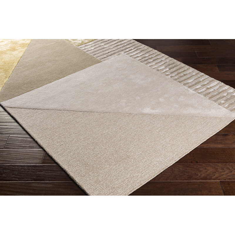 Gray Geometric Tufted Rectangular Wool-Viscose Blend Rug 8'10" x 12'