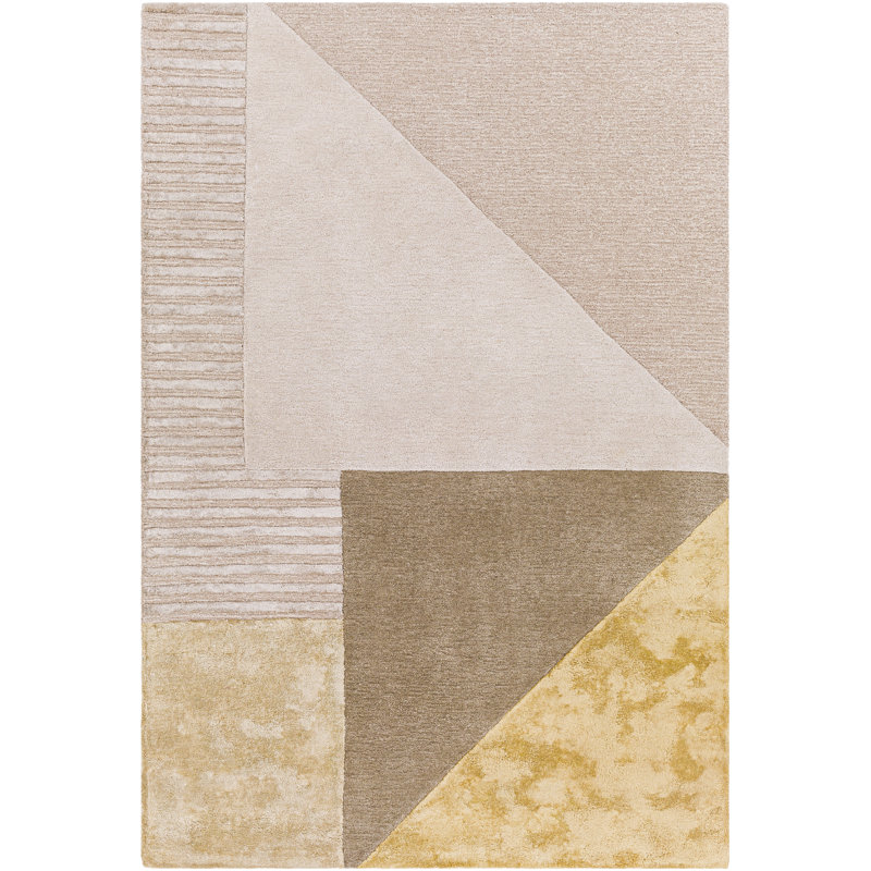 Gray Geometric Tufted Rectangular Wool-Viscose Blend Rug 8'10" x 12'