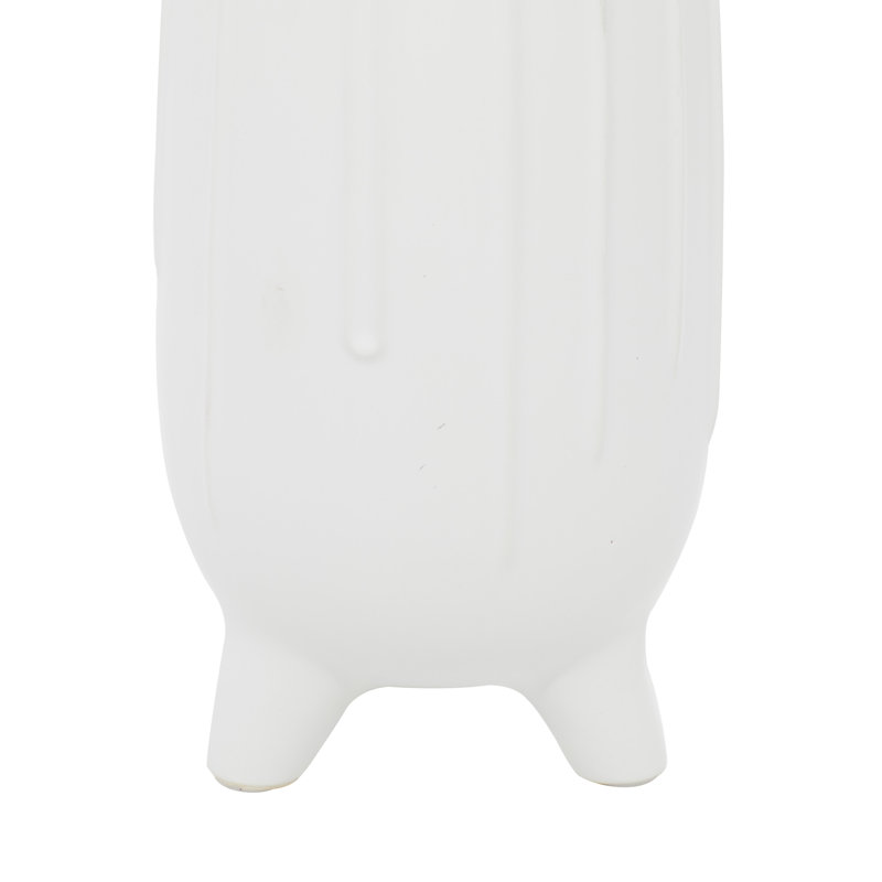 Elevated Geometric White Ceramic Round Vase 20"