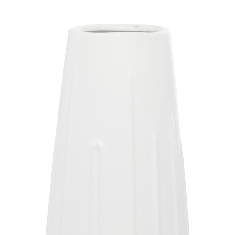 Elevated Geometric White Ceramic Round Vase 20"