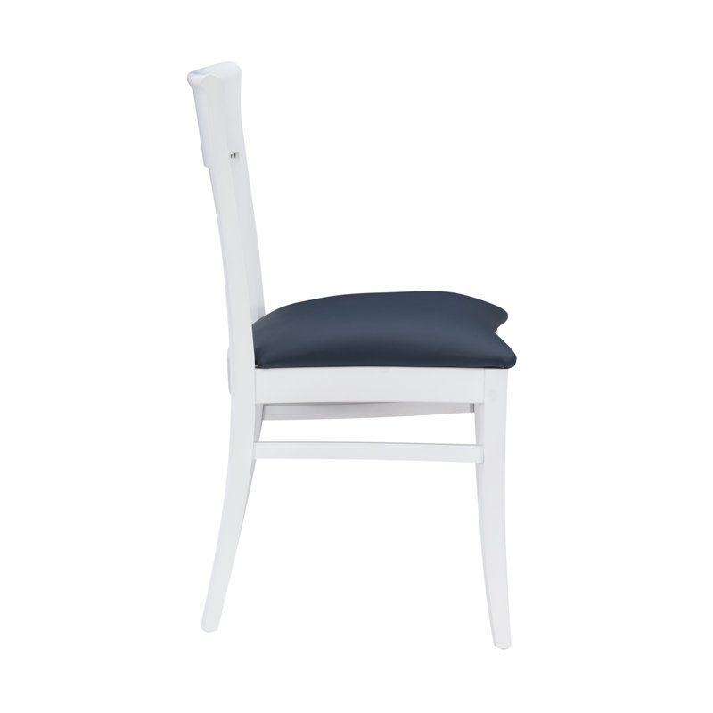 Coastal Cottage Charm White Faux Leather Dining Chairs, Set of 2