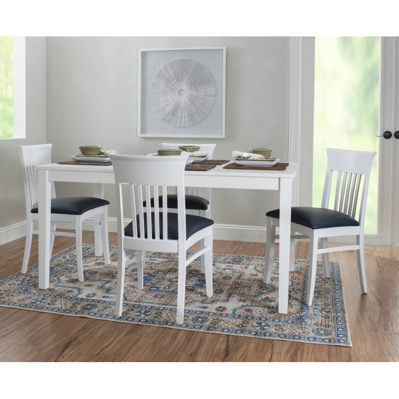 Coastal Cottage Charm White Faux Leather Dining Chairs, Set of 2