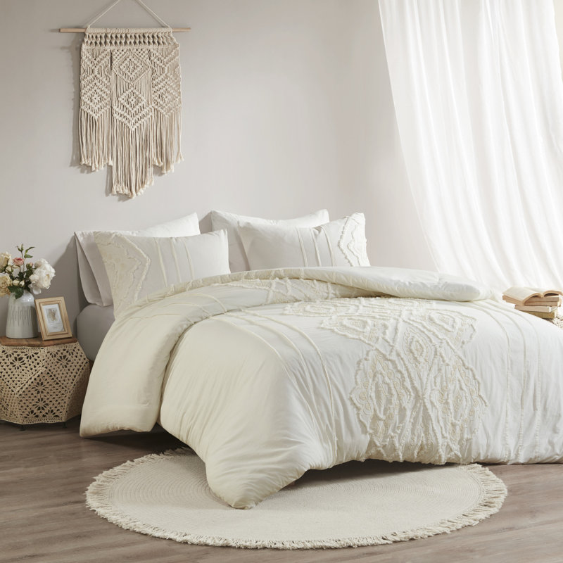 King White Cotton Reversible Comforter Set