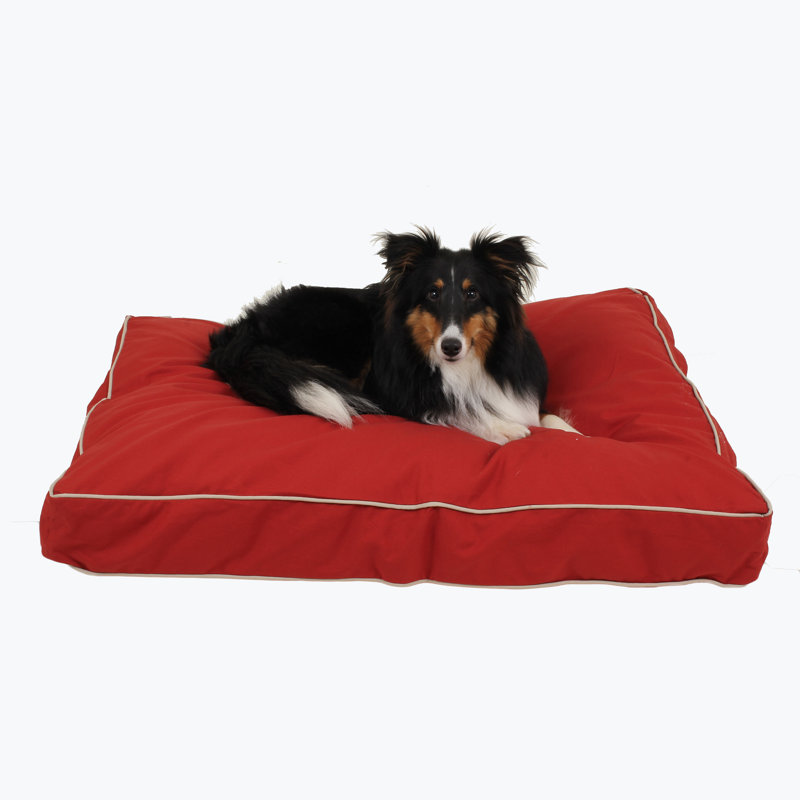 Medium Barn Red and Khaki Cord Memory Foam Pet Bed