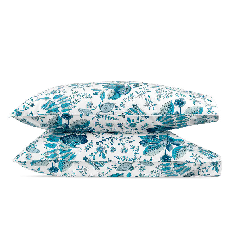 Prussian Blue King Cotton Botanical Pillowcase Set