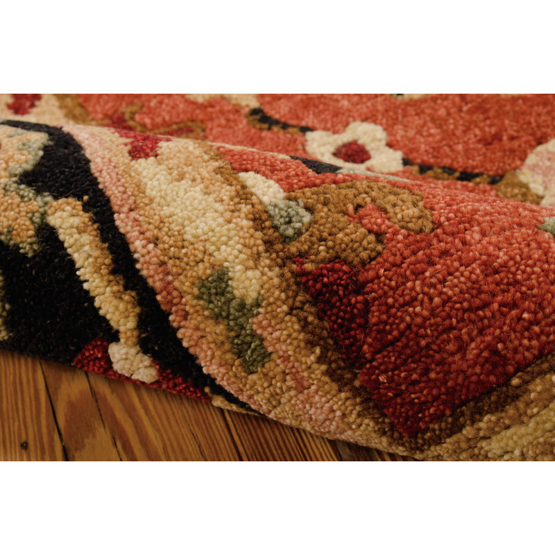 Hand-Knotted Tribal Essence Wool Runner Rug in Rust