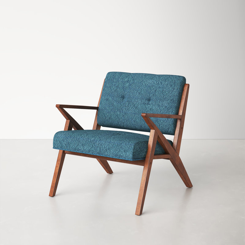 Mid-Century Modern Rocket Lounge Chair in Blue and Pecan