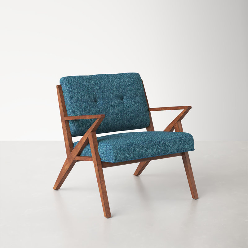 Mid-Century Modern Rocket Lounge Chair in Blue and Pecan