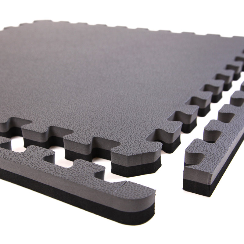 Black and Gray 1-Inch Thick Interlocking Foam Martial Arts Mats