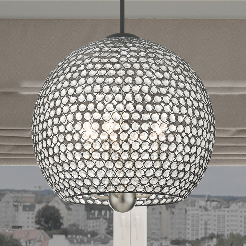 Cassandra Black Crystal Globe Pendant Light