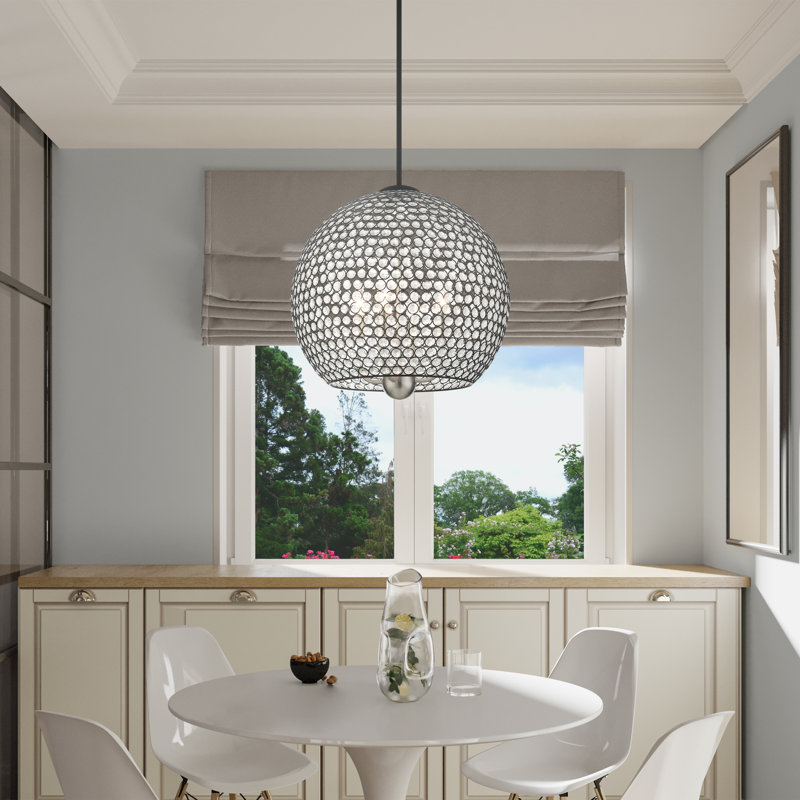 Cassandra Black Crystal Globe Pendant Light