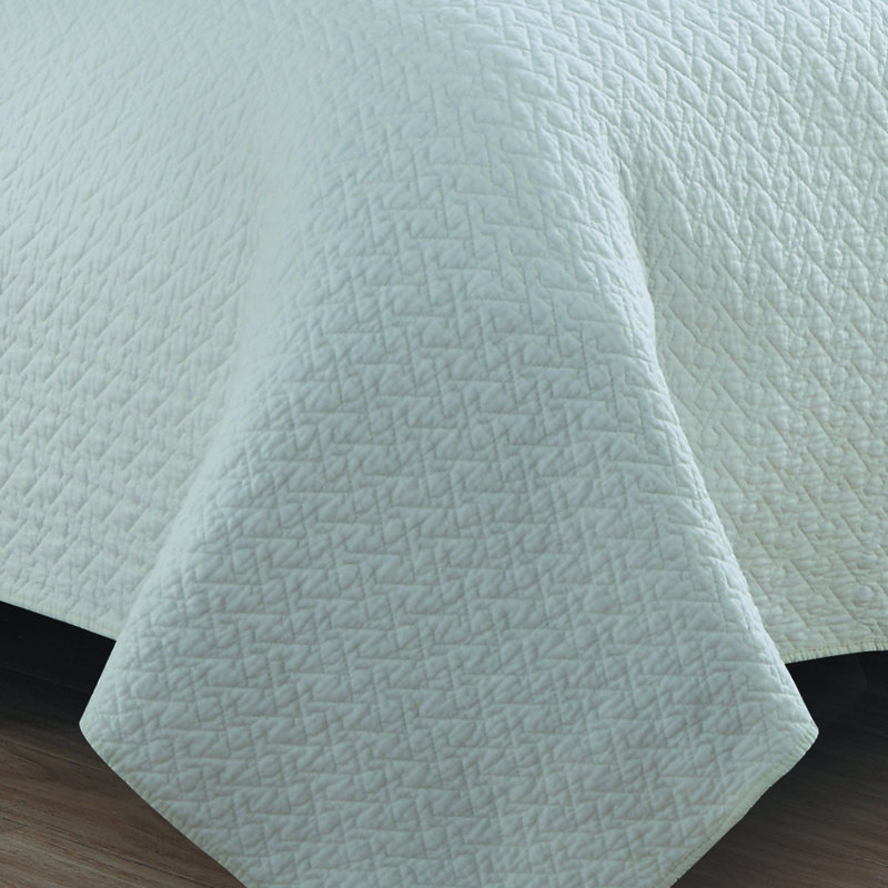 Ivory Cotton Reversible King Quilt Set
