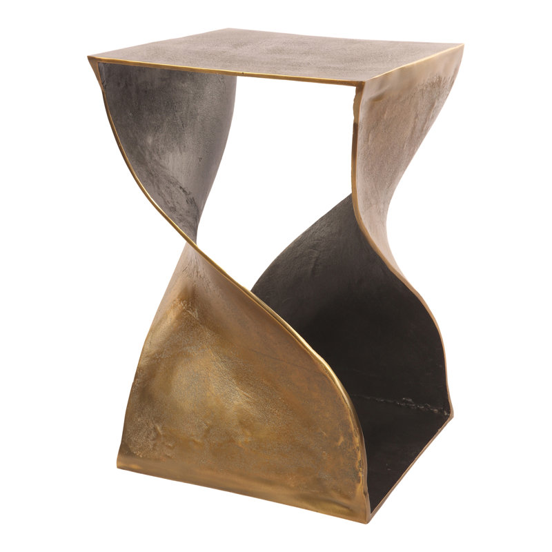 Square Gold Aluminum Brass Finish Side Table