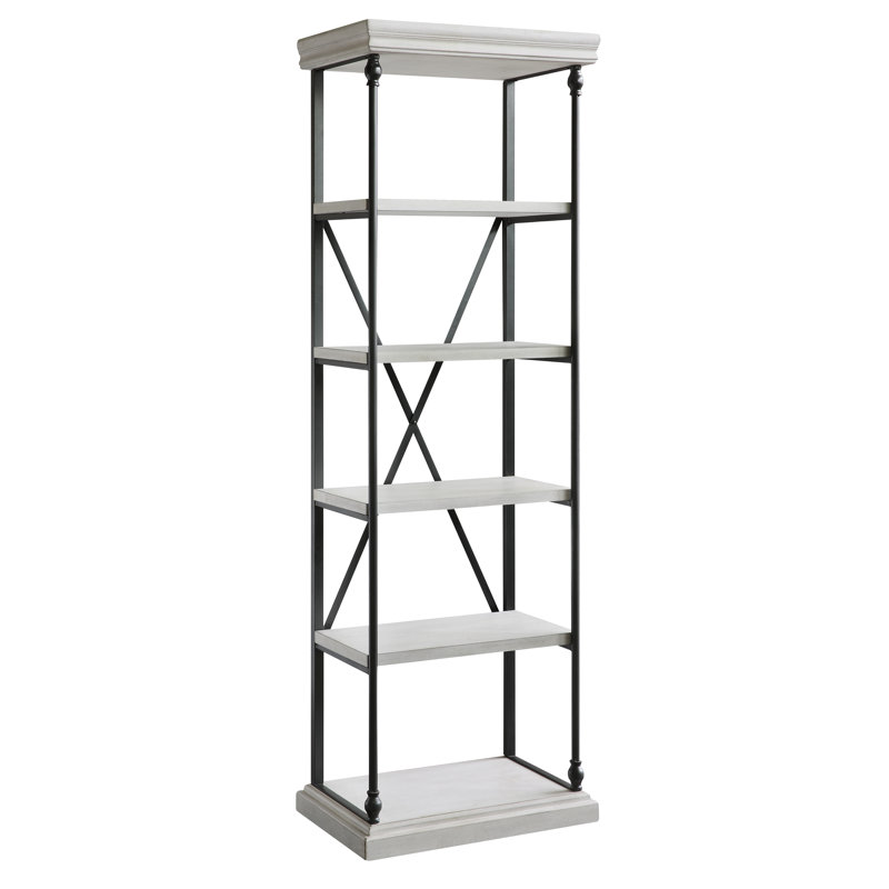 Hanover White Wood and Black Metal Adjustable Etagere Shelf
