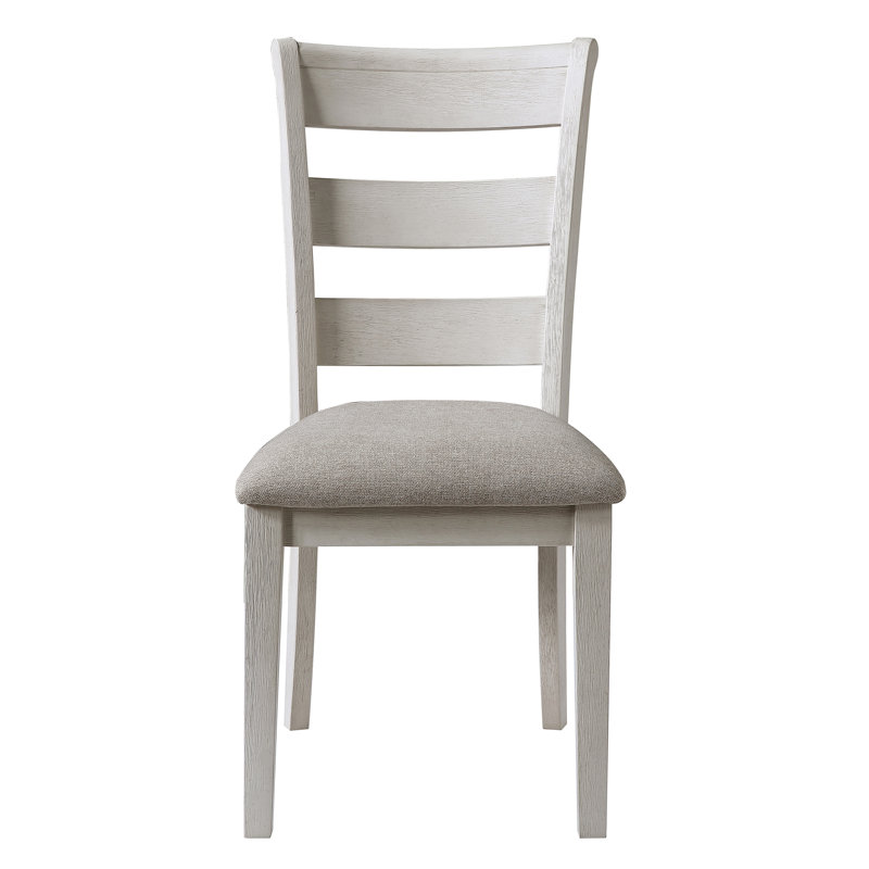 Ivory Ladderback Upholstered Wood Side Chair with Memory Foam Seat