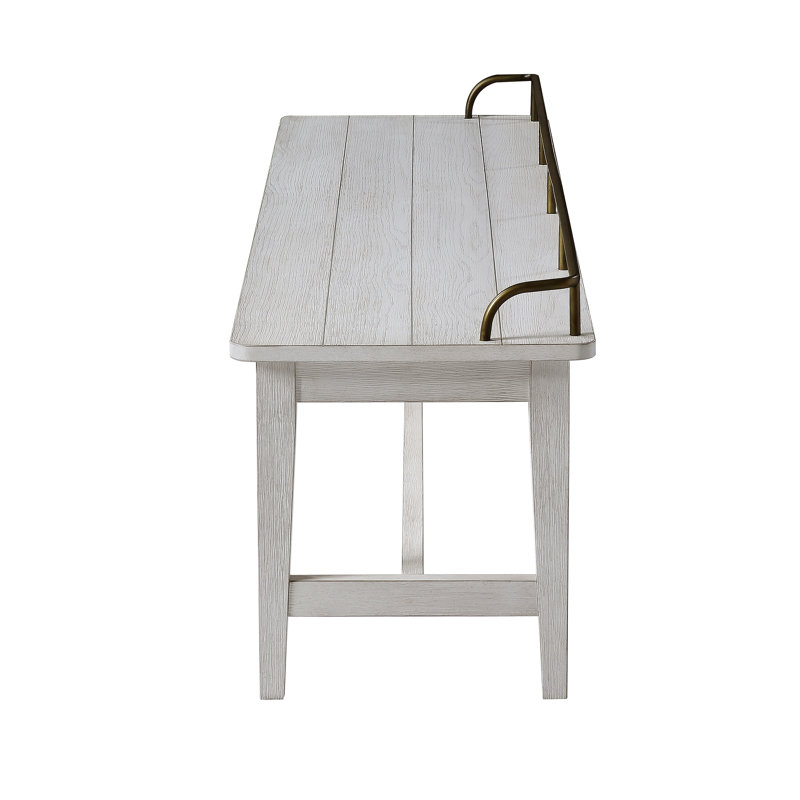Pendleton Ivory 60'' Transitional Wood Dining Bench with Brass Rail