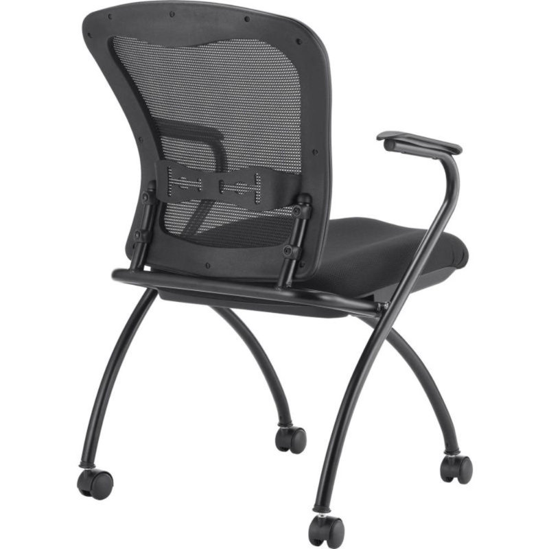Black Mesh and Fabric Reception Stacking Chair with Fixed Arms