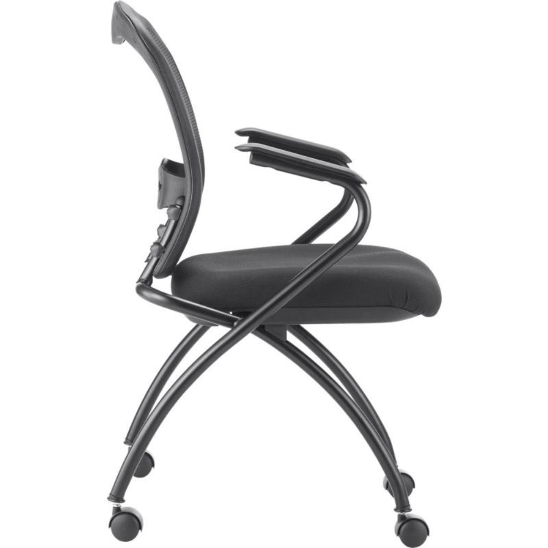 Black Mesh and Fabric Reception Stacking Chair with Fixed Arms