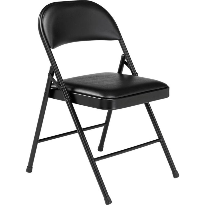 Black Vinyl Armless Metal Reception Folding Chair Set