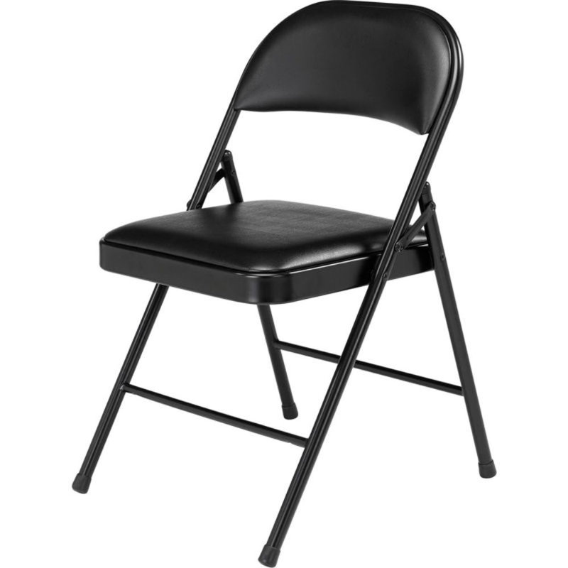 Black Vinyl Armless Metal Reception Folding Chair Set
