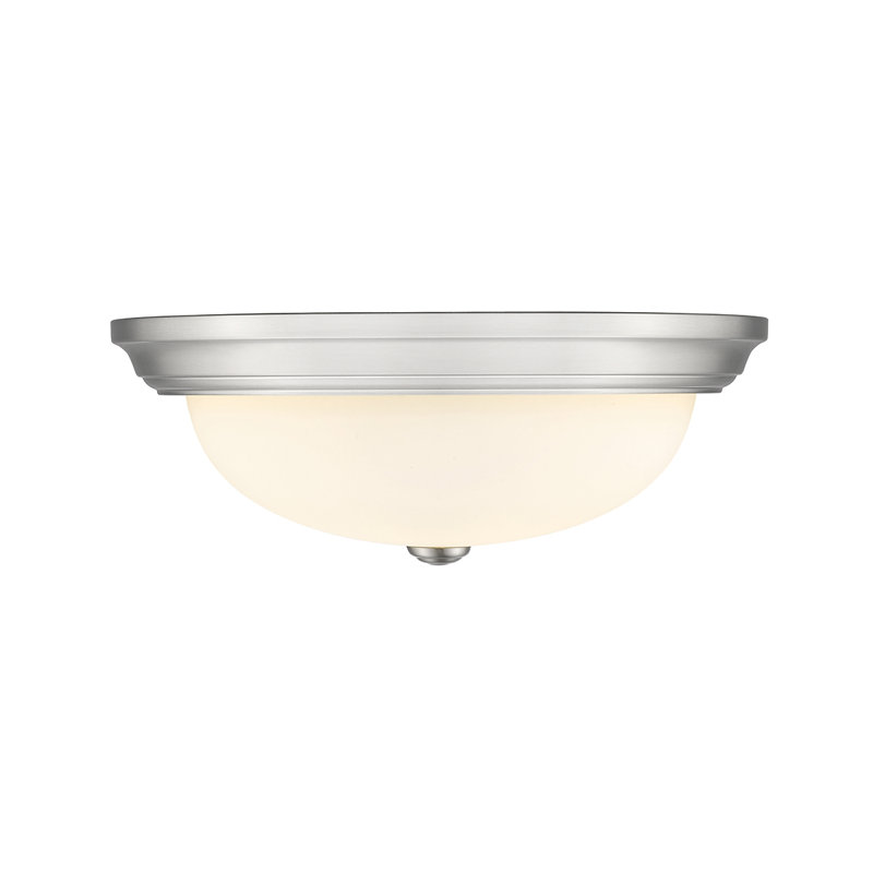 Elegant Brushed Nickel 15" Glass Bowl Flush Mount Light