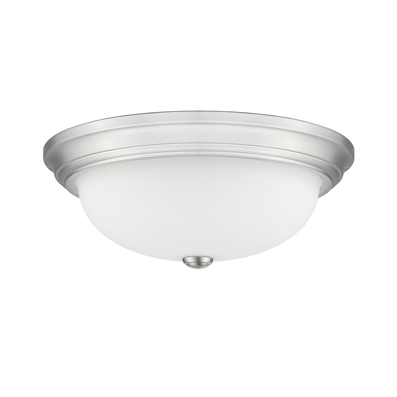 Elegant Brushed Nickel 15" Glass Bowl Flush Mount Light