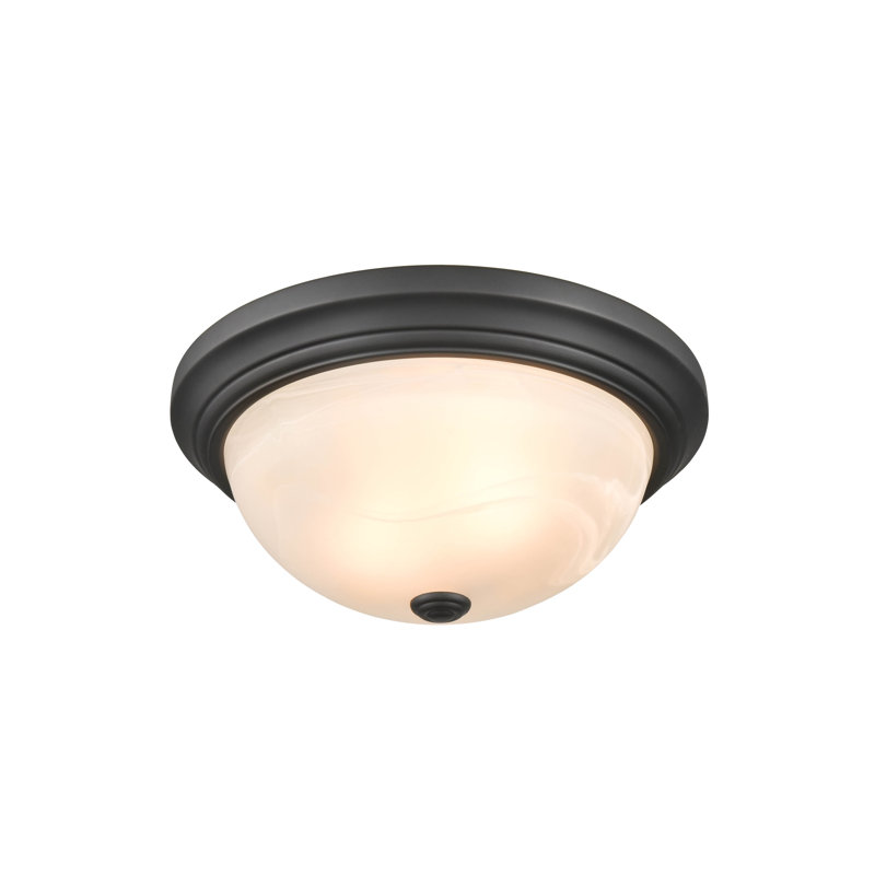 Matte Black Glass Bowl Flush Mount Ceiling Light - Indoor/Outdoor