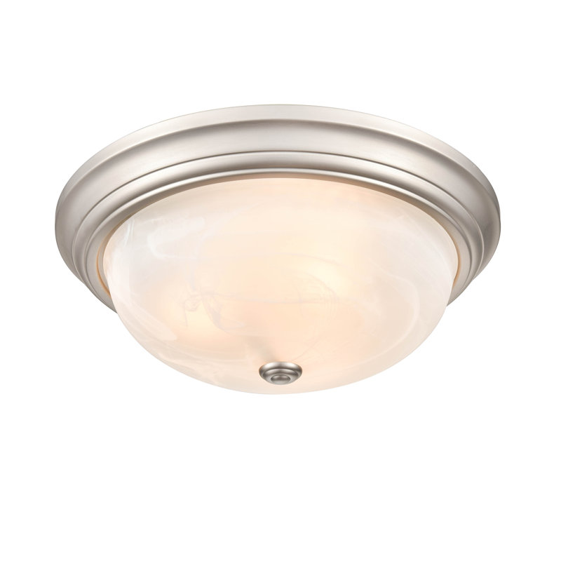 Sleek Satin Nickel 3-Light Indoor/Outdoor Flush Mount Bowl