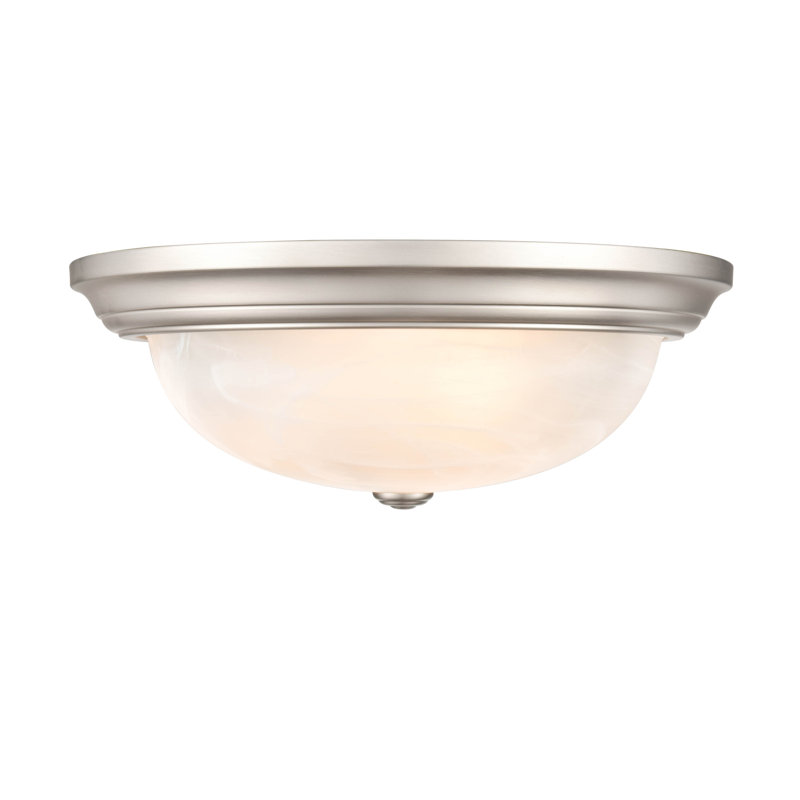 Sleek Satin Nickel 3-Light Indoor/Outdoor Flush Mount Bowl