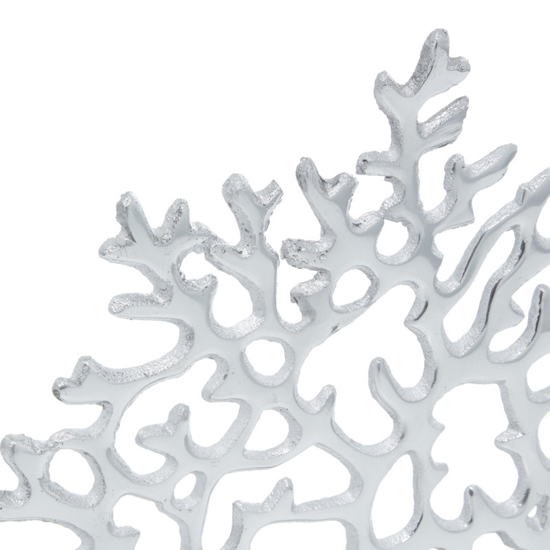 Elegant Silver Coral Sculpture on Marble Base 12"x15"