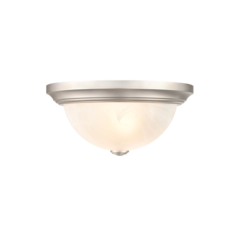 Sleek Satin Nickel 11" Glass Bowl Flush Mount Light