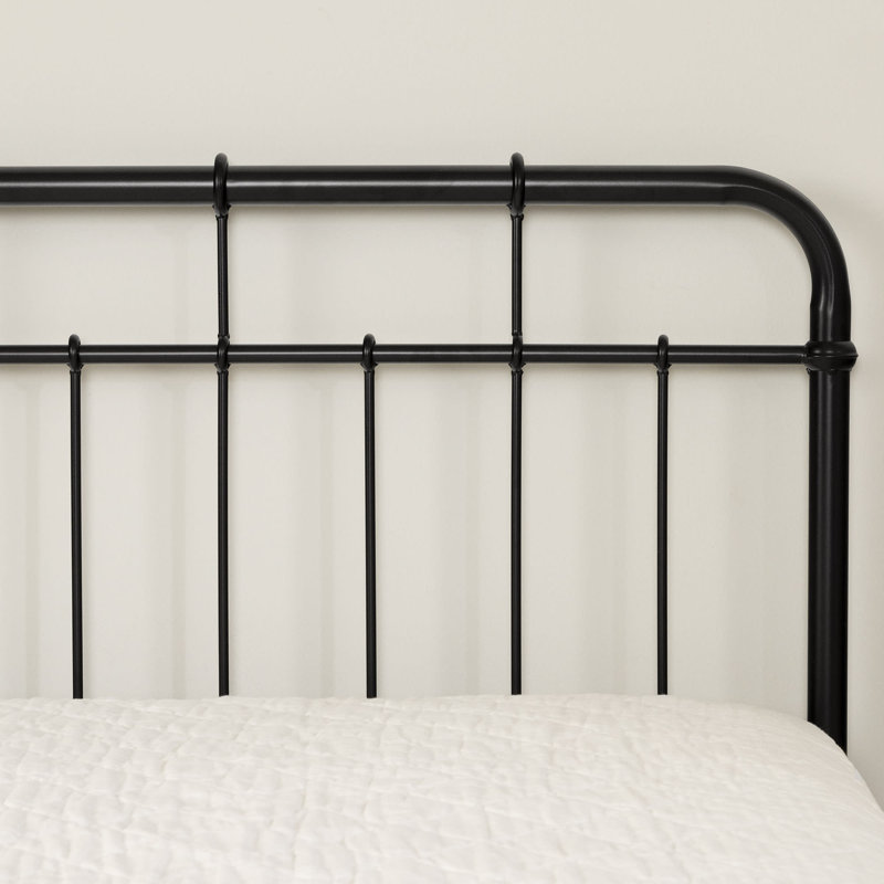 Twin Black Metal Platform Bed with Headboard